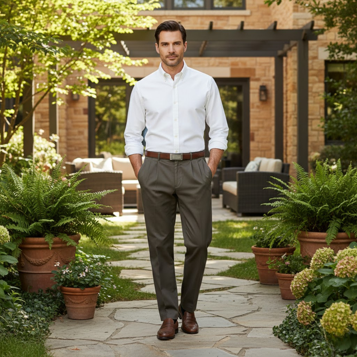 The Briarcliff Park Men’s Classic Casual Double Pleated Straight Leg Pants