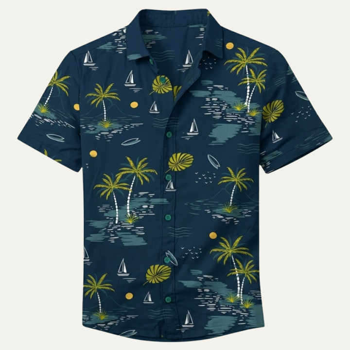 The Brookland Men’s Tropical Coconut Print Hawaiian Casual Shirt