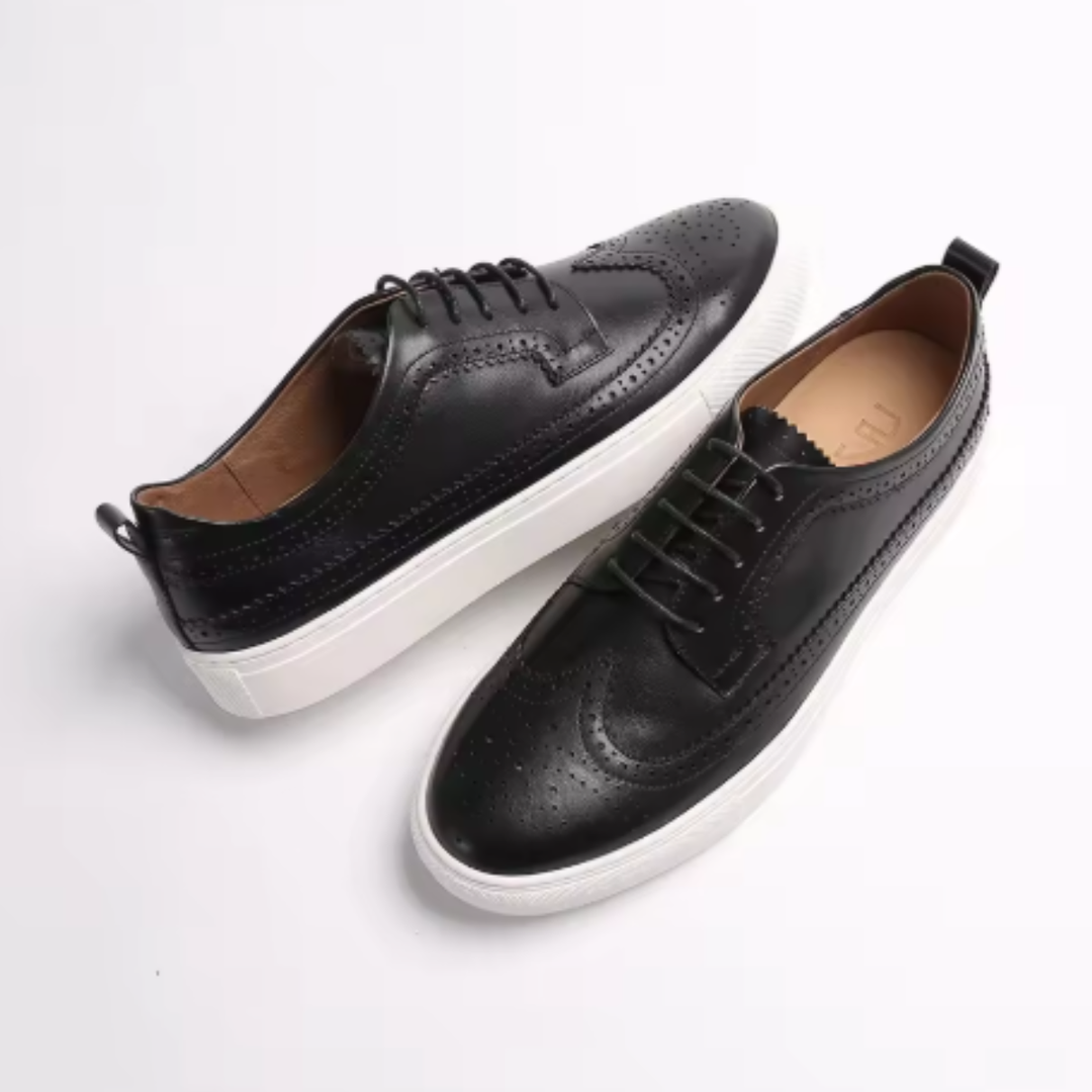 The Barcelona Men’s Cowhide Leather Brogue Sneakers