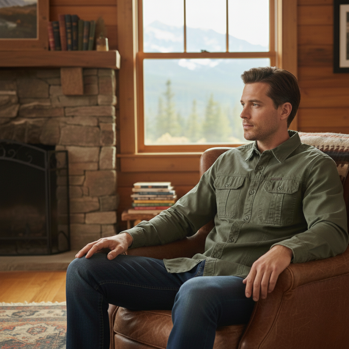 The Ashton Ridge Men’s Solid Color Multi Pocket Cargo Shirt