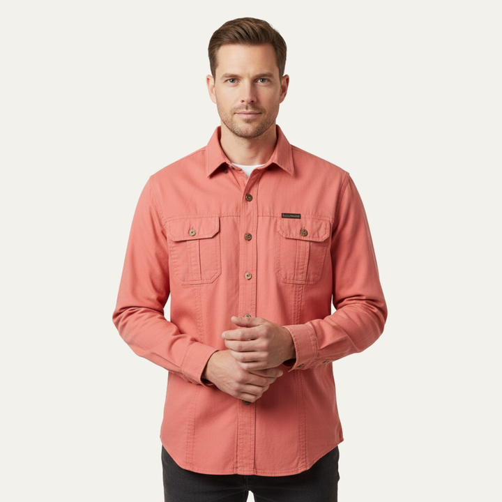 The Ashton Ridge Men’s Solid Color Multi Pocket Cargo Shirt