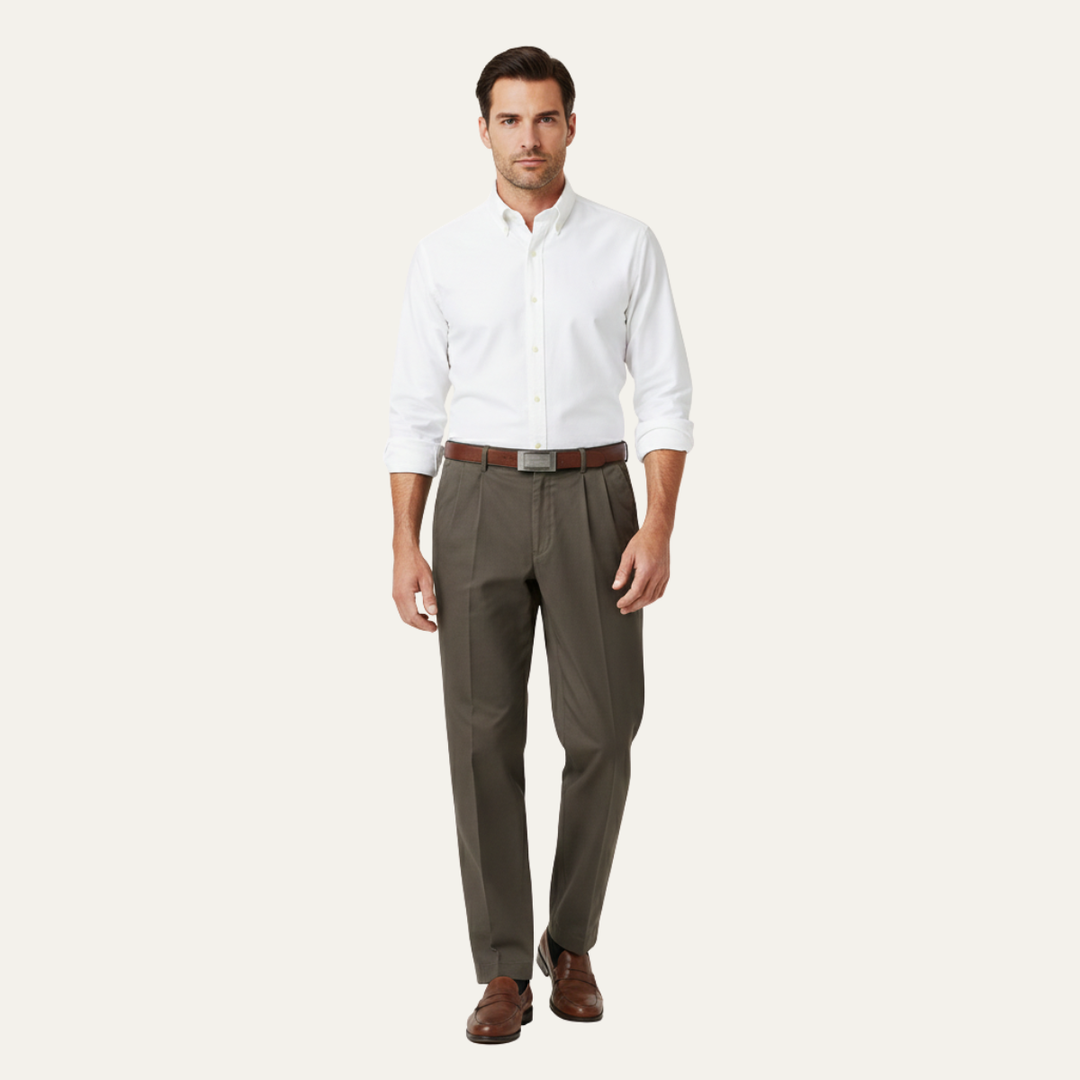 The Briarcliff Park Men’s Classic Casual Double Pleated Straight Leg Pants