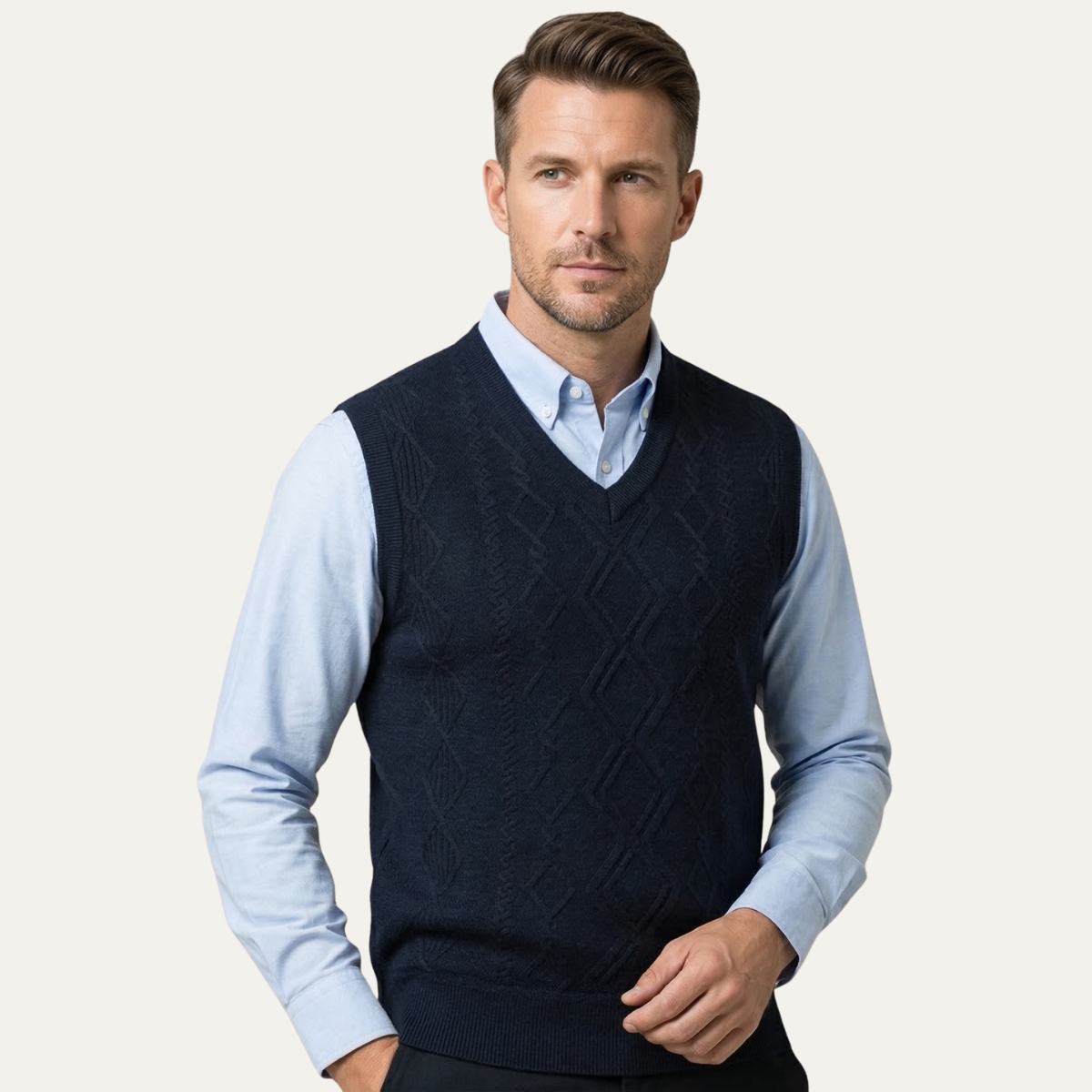 The Canazei Men’s Winter Cable Knitted V Neck Sweater Vest