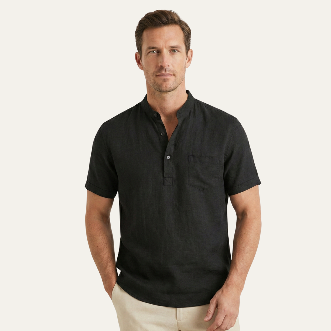 The Edinburgh Men’s Lightweight Cotton Linen Henley Shirt