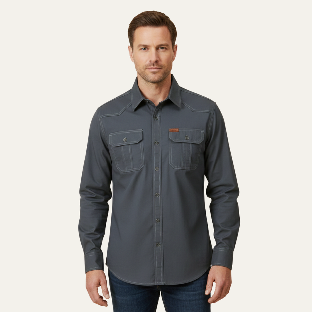 The Cedarfield Men’s Solid Color Multi Pocket Soft Cargo Shirt
