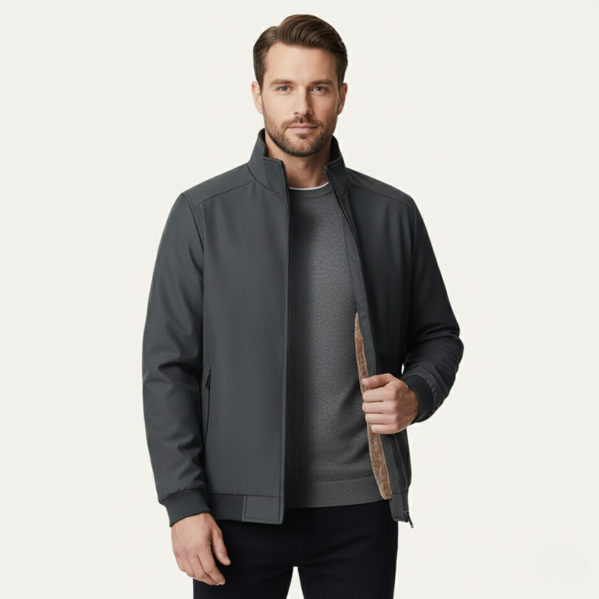 The Eversley Men’s Elegant Warm Fleece Lining Jacket