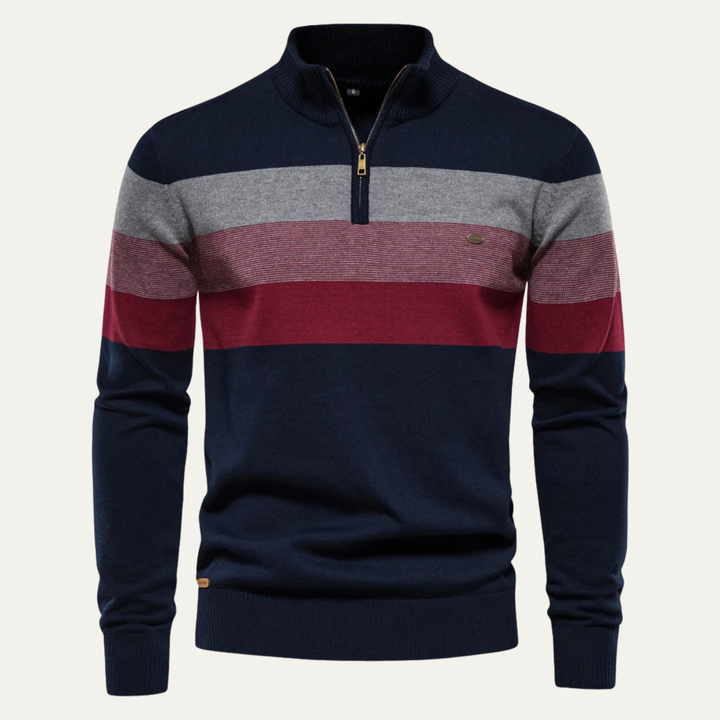 The Terracina Men’s Patchwork Zip Mock Neck Sweater