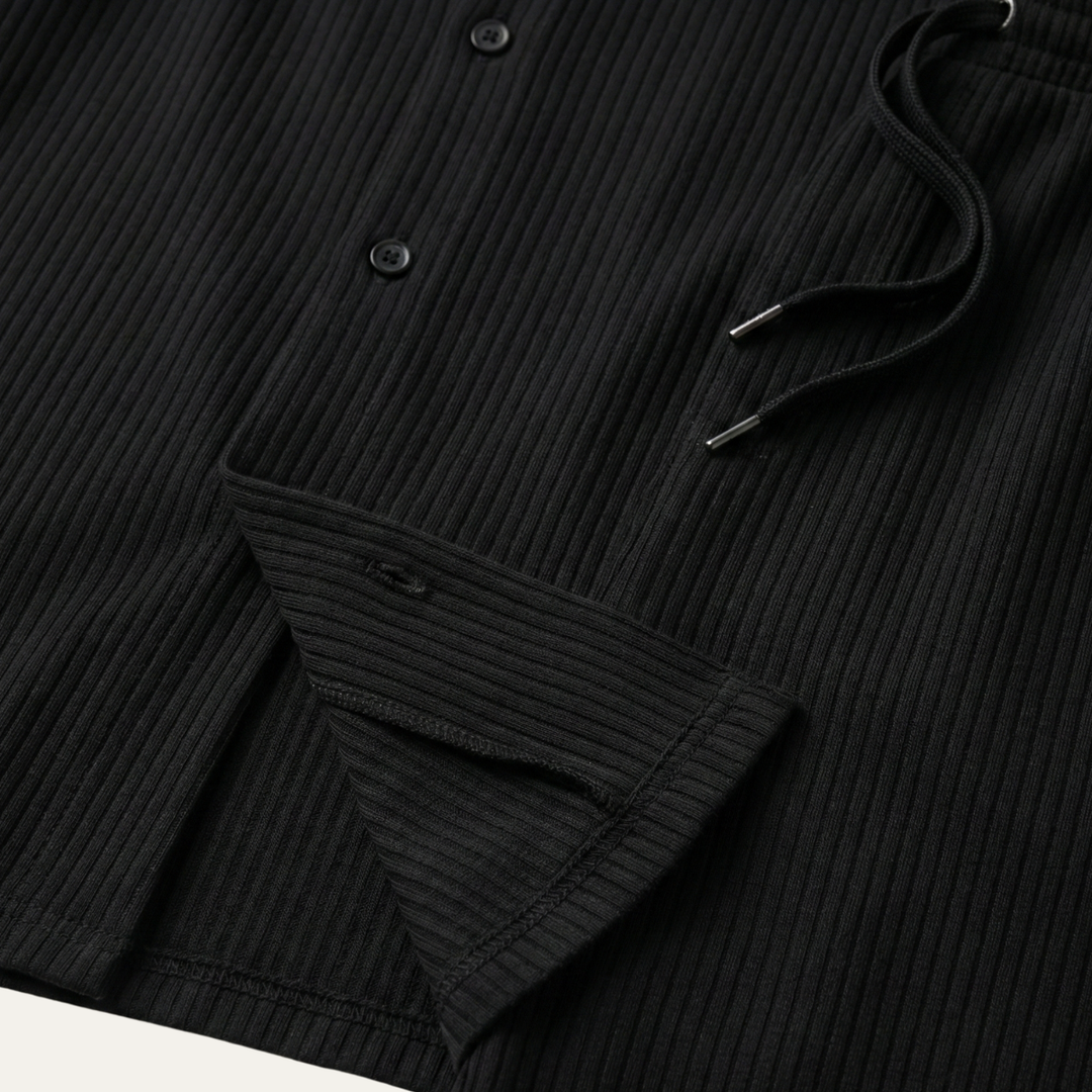 The Poschiavo Men’s Casual Summer Ribbed Set – Shirt & Shorts