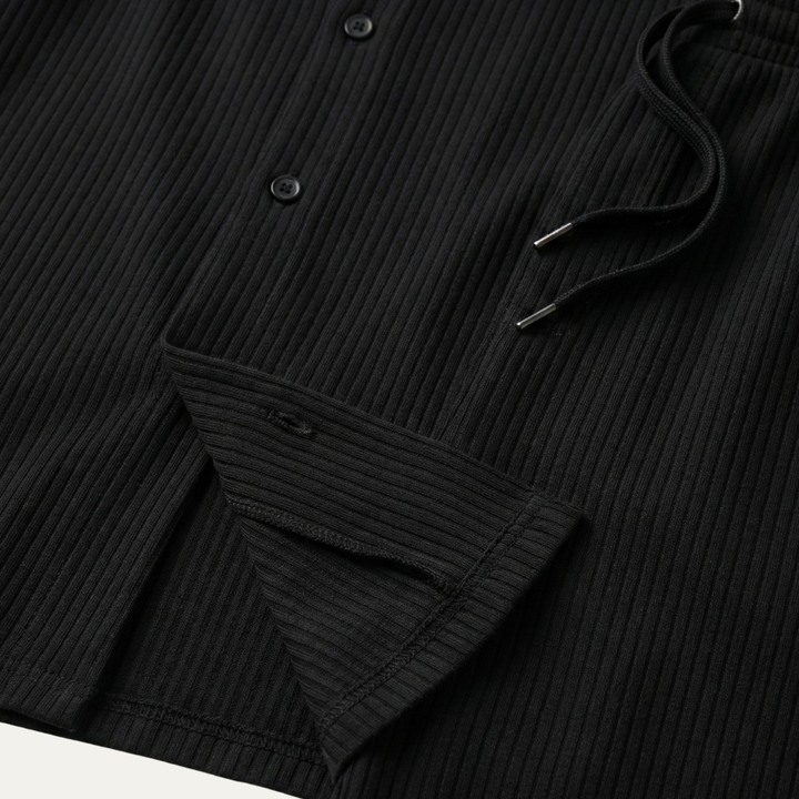 The Poschiavo Men’s Casual Summer Ribbed Set – Shirt & Shorts