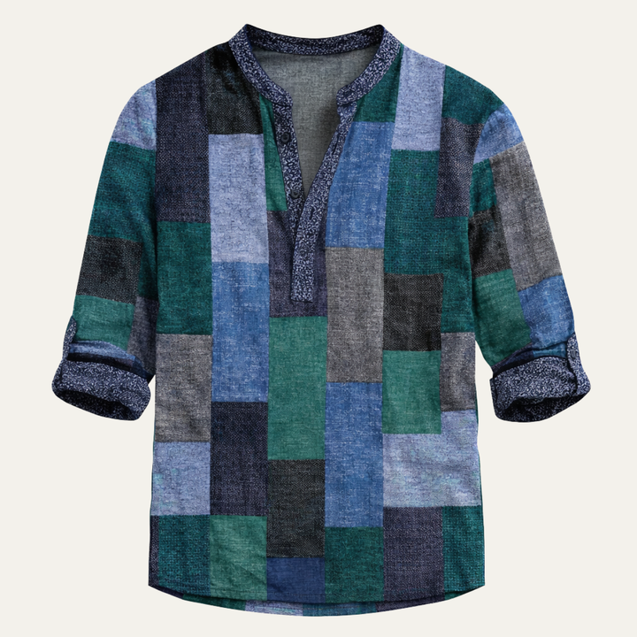 The Cormont Men’s Multicolor Patchwork Casual Polo Shirt