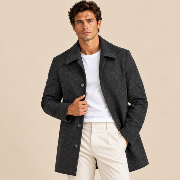 Men's Wool Blend Overcoat Charcoal Down Insulated