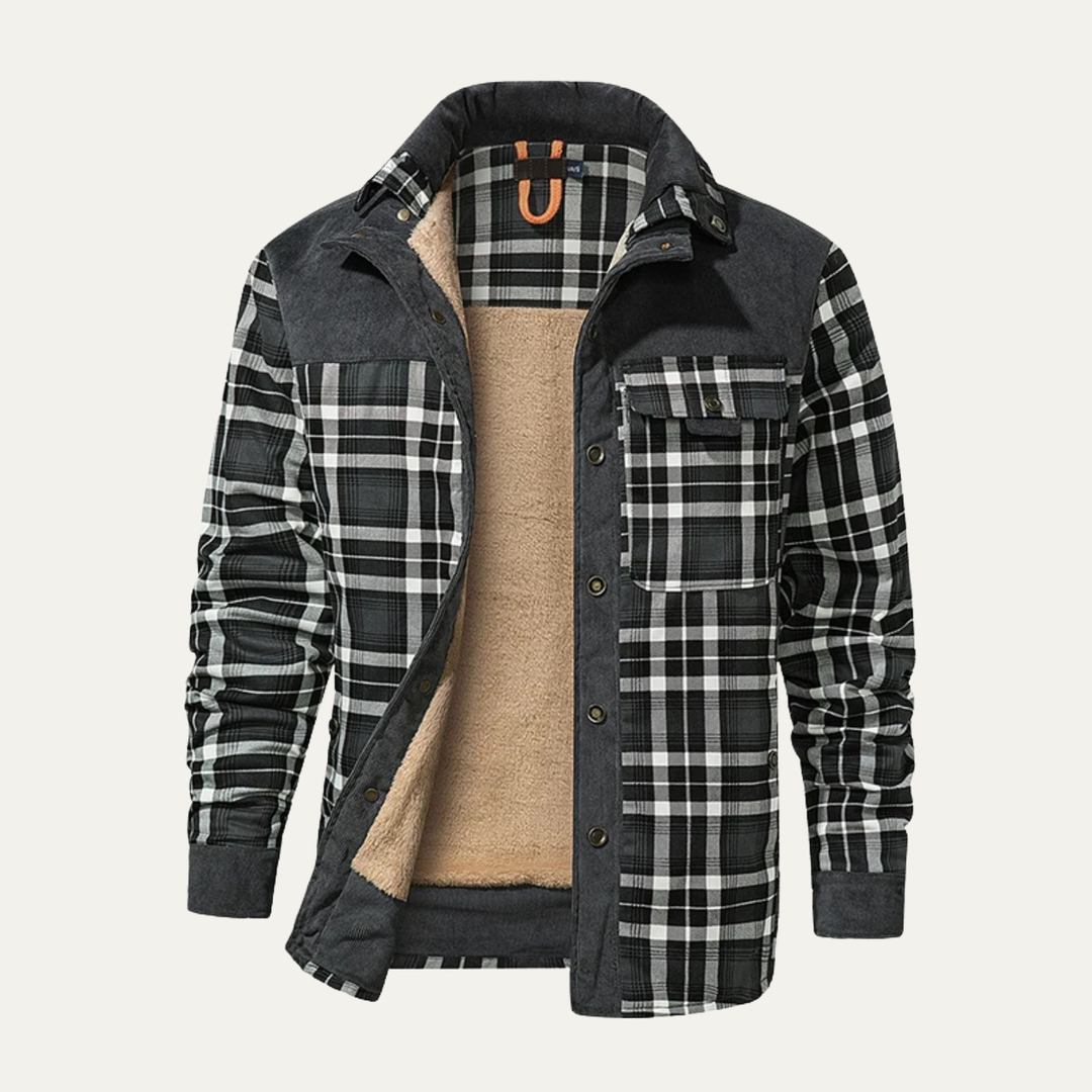 The Orvieto Men’s Stylish Plaid Flannel Jacket with Multi Pocket