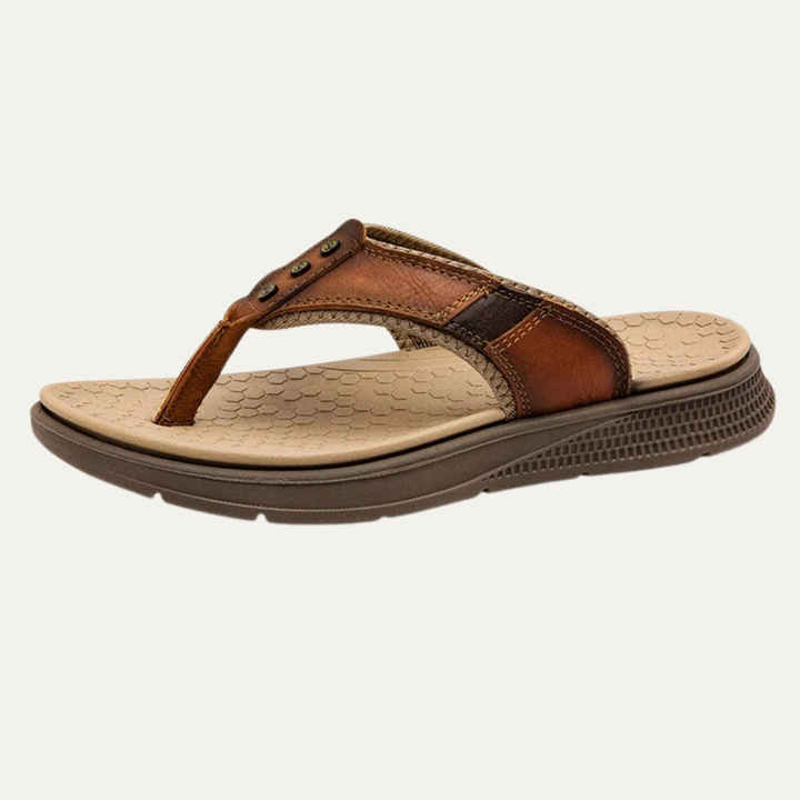 The Georgetown Men’s Arch Support Leather Flip Flops