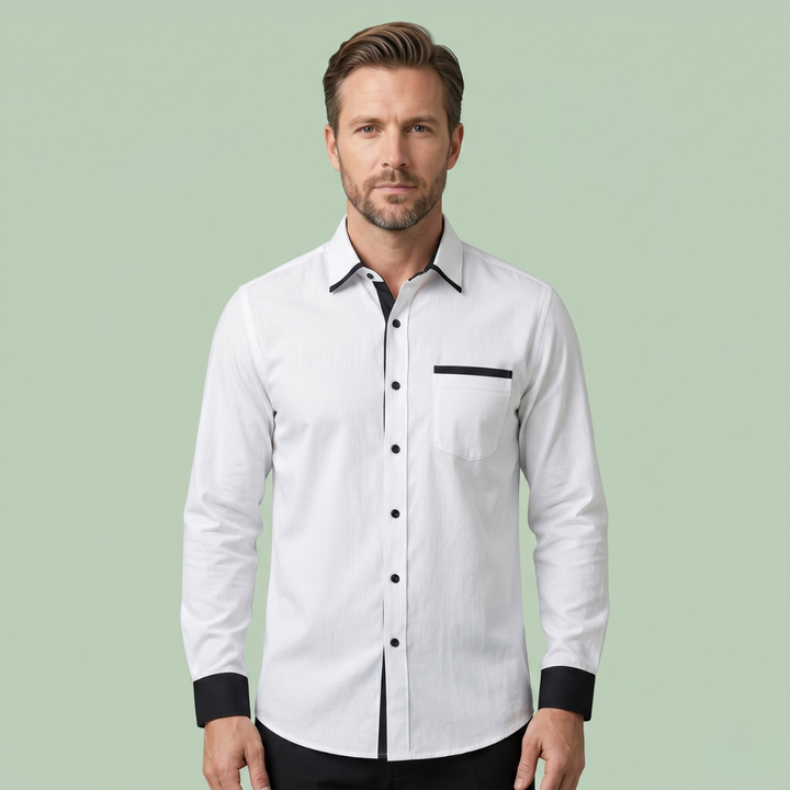 The Vercelli Men’s Casual Contrast Trim Button Up Shirt
