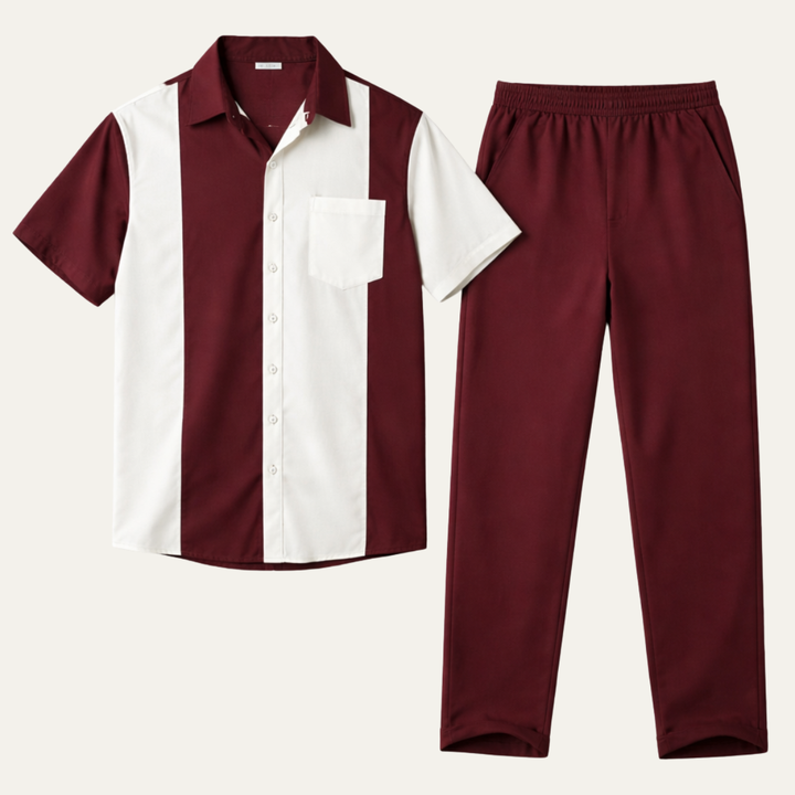 The Montepulciano Men’s Casual Striped 2 Piece Outfit Set – Shirt and Pants