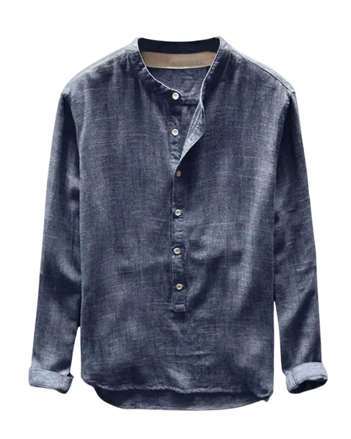 The Brooklyn Men's Vintage Collar Linen Henley Shirt