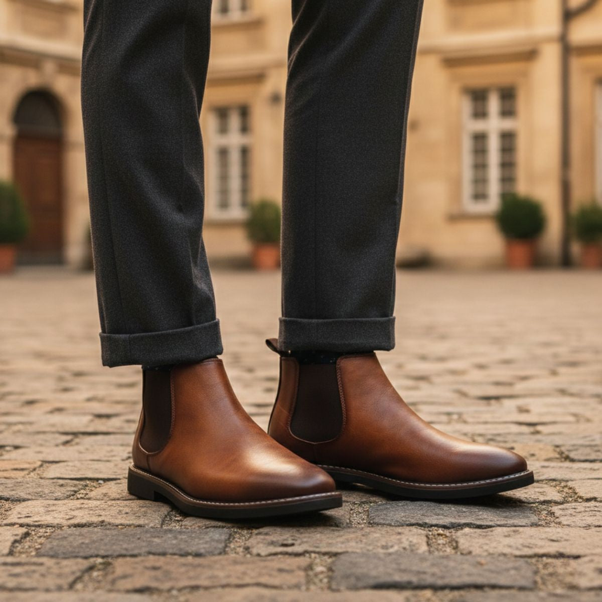 The Highlands Men's Durable Leather Chelsea Boots