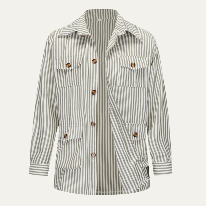 The Bramblewood Men’s Streetwear Striped Button Down Shirt with Pockets