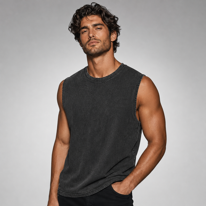 The Porto Men's Vintage Washed Sleeveless Tank Top