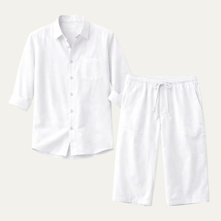 The Meadowcrest Men’s Casual Lightweight Summer Set – Shirt & Pants Set