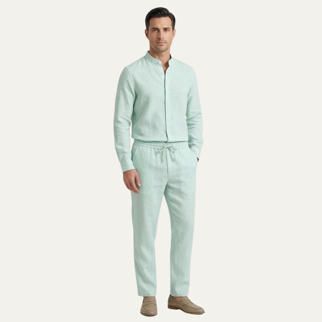 The Cedarbrook Men’s Trendy Cotton Linen Set –  Shirt & Pants