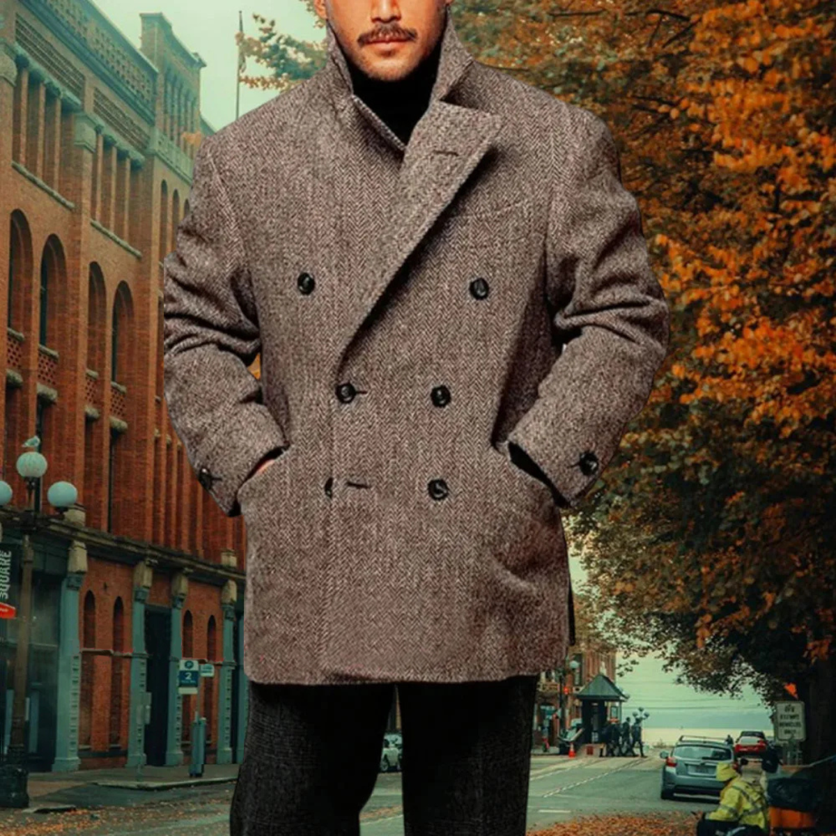 The Ashton Men's Vintage Wool Blend Double Breasted Tweed Winter Blazer