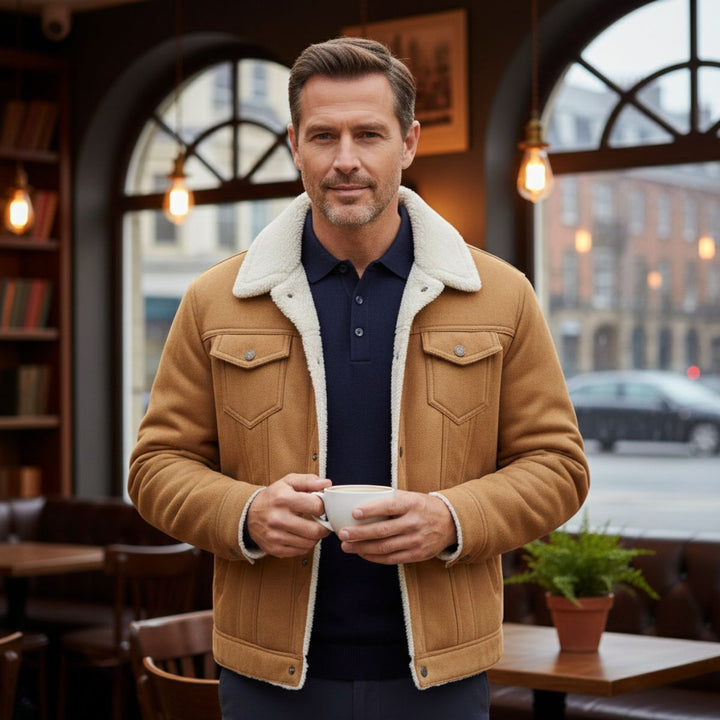The Braxton Men’s Shearling Vintage Faux Leather Jacket