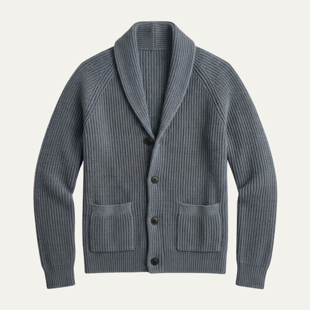 The Rome Men’s Casual Button Up Cable Knit Shawl Collar Cardigan
