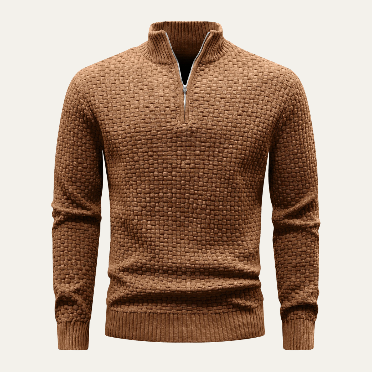 The Camogli Men’s Casual Half Zip Textured Knit Jumper