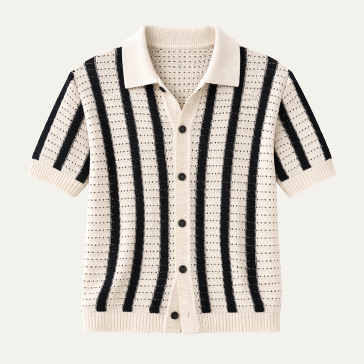 The Bristol Men’s Breathable Striped Knitted Polo Shirt