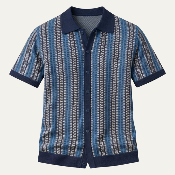 The Montalcino Men’s Retro Striped Knit Lightweight Polo Shirt