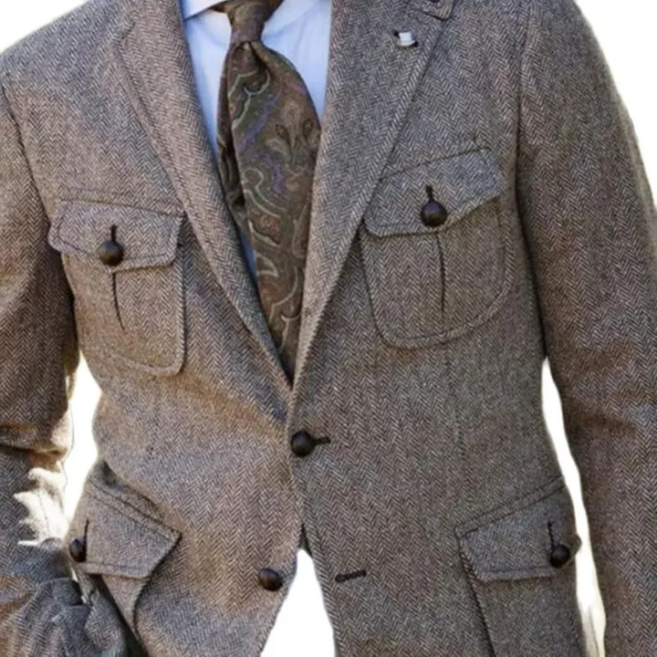 The Innsbruck Men’s Herringbone Tweed Blazer with Flap Pockets