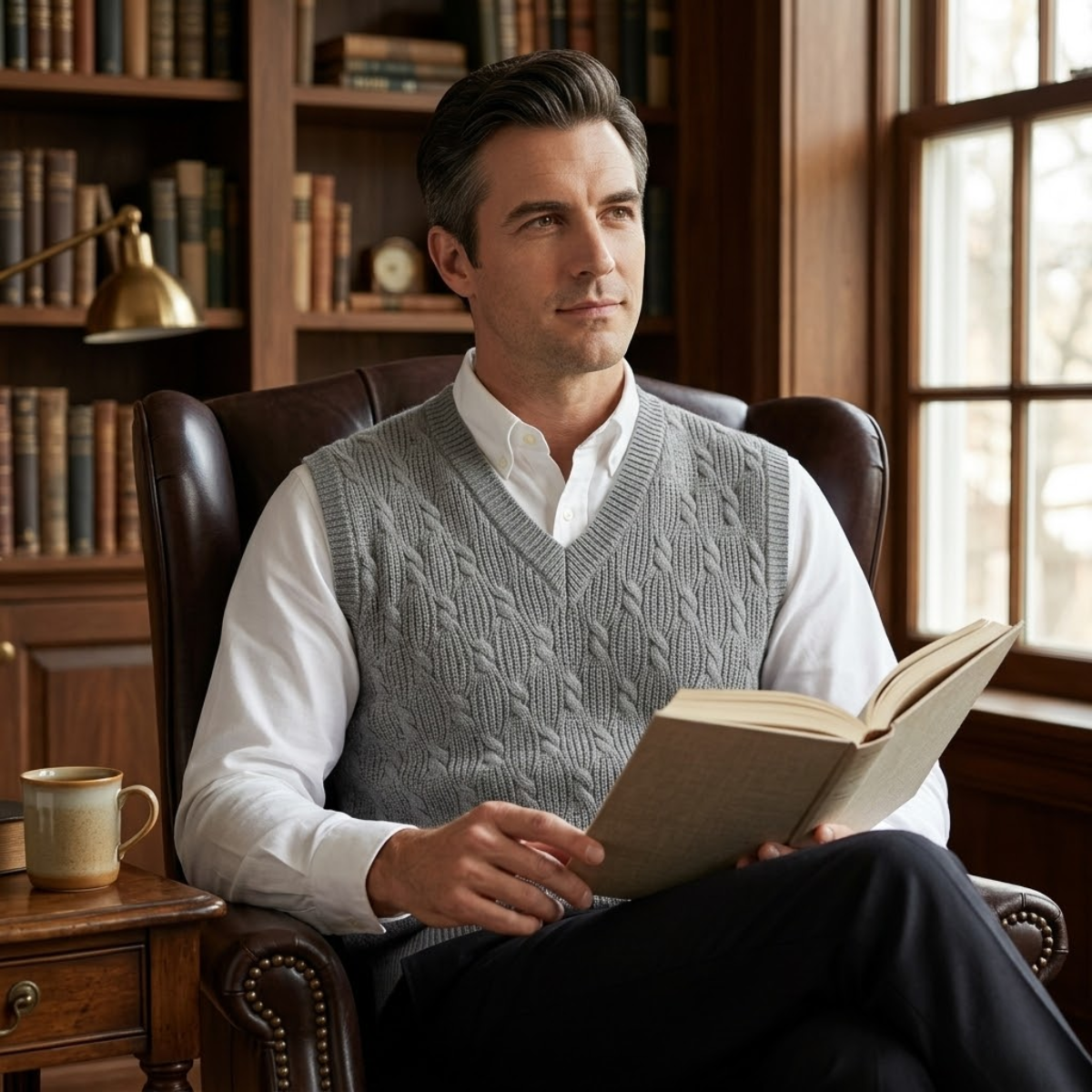 The Alberobello Men’s Warm Textured Knitted V Neck Sweater Vest