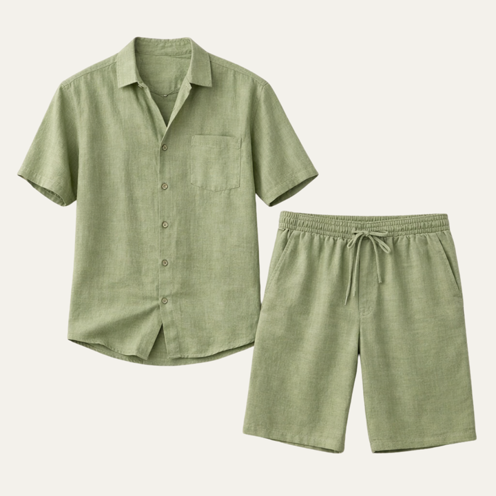 The Glenhill Men’s Lightweight Summer Linen Set –Shirt & Shorts