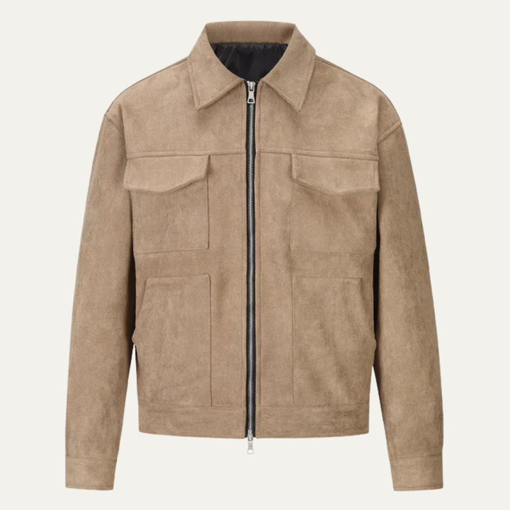 The Willowford Men's Stylish Casual Zip Up Biker Suede Jacket