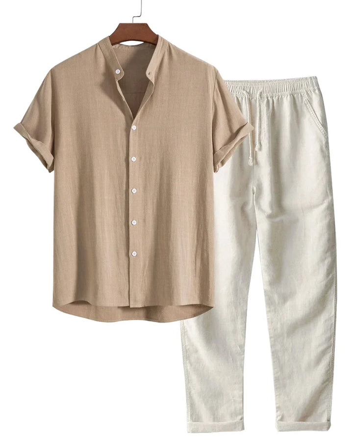 The Brentwood Men's Short Sleeve Linen Shirt & Drawstring Pants Set