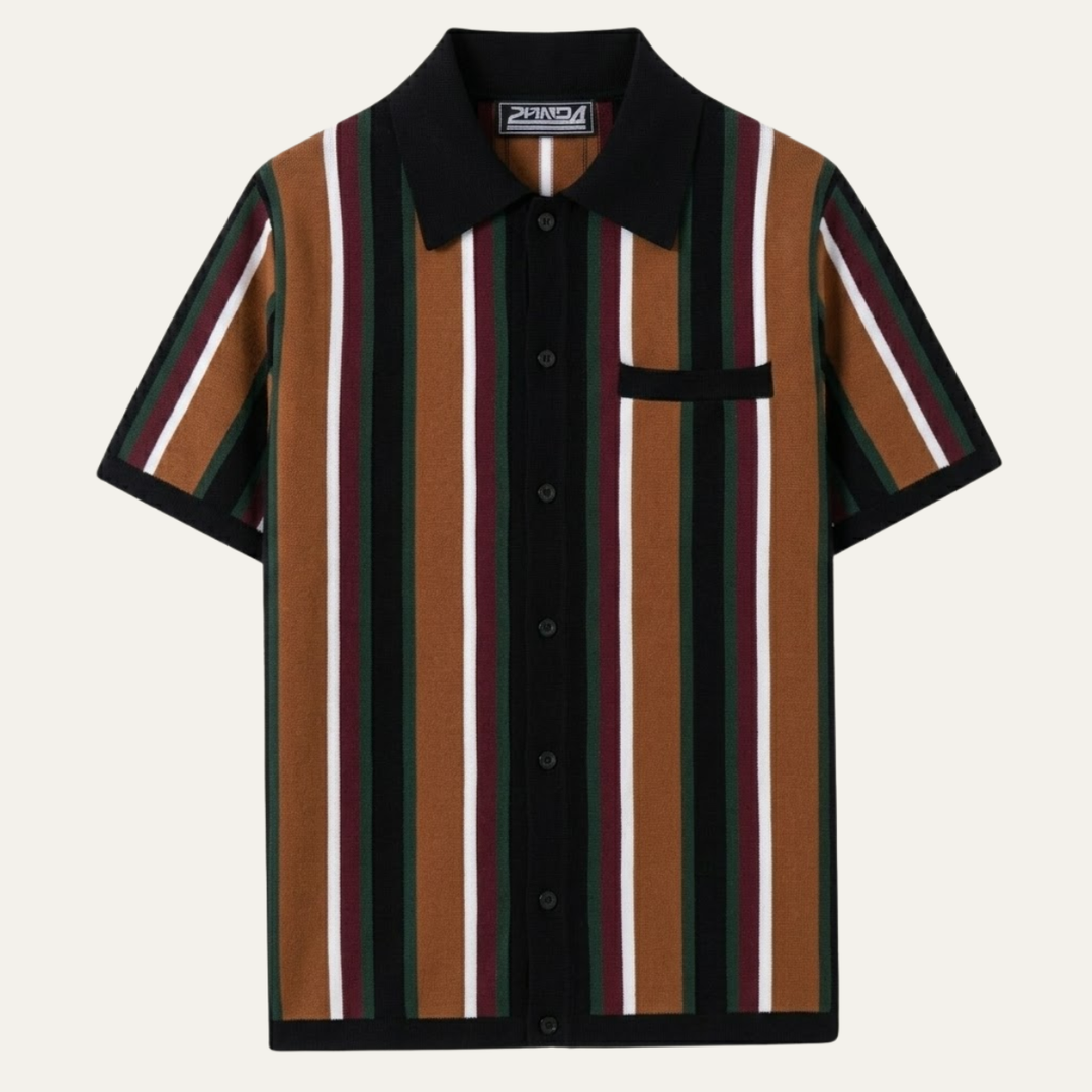 The San Gimignano Men’s Retro Striped Knit Trendy Polo Shirt