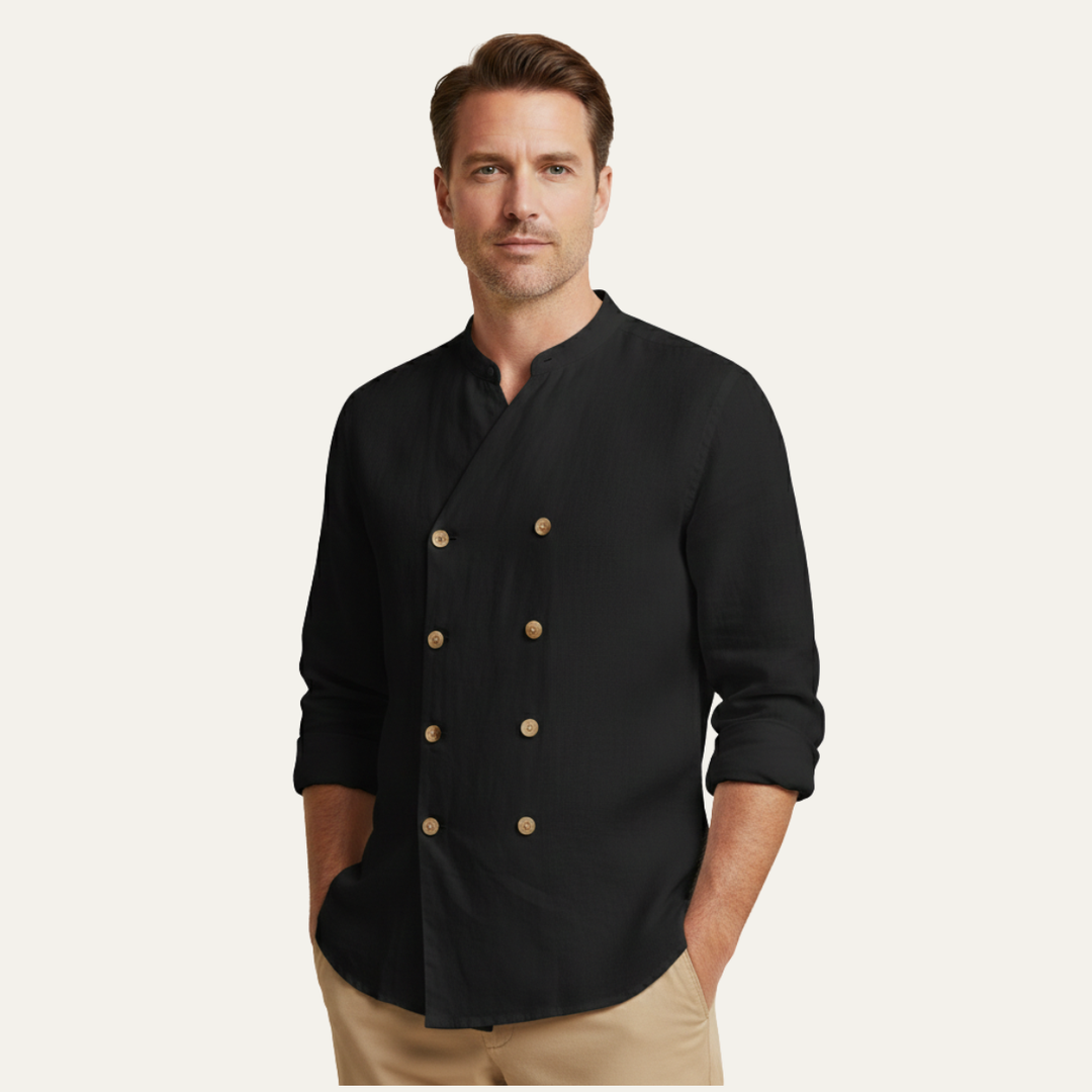 The Coventry Men’s Vintage Double Breasted Cotton Linen Shirt