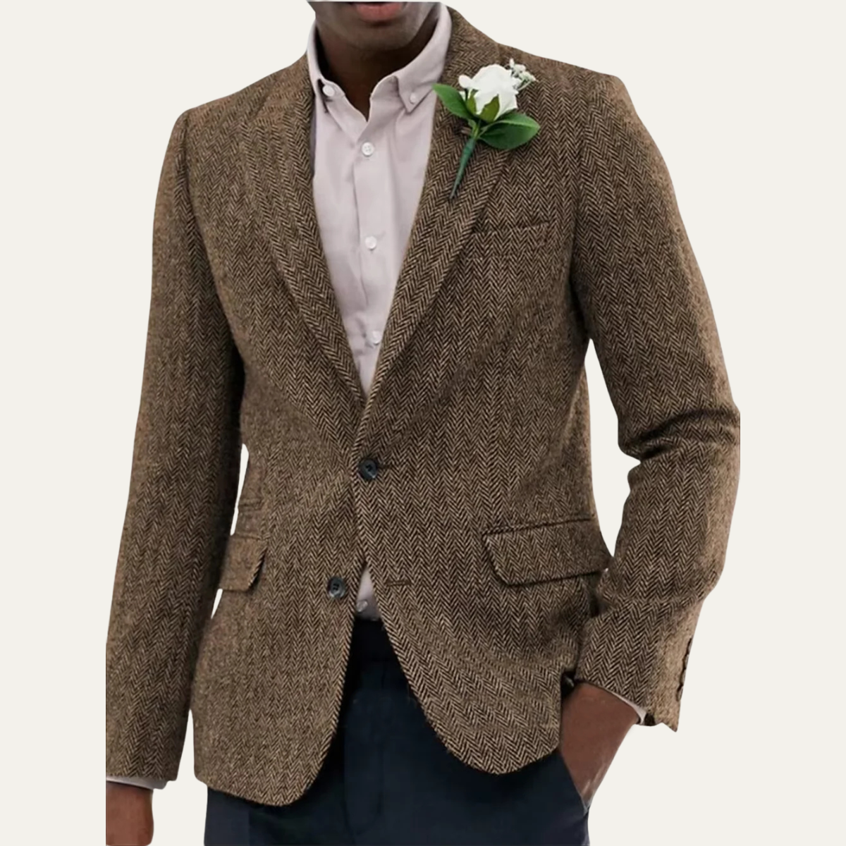 The Jefferson Men’s Classic Wool Herringbone Tweed Blazer