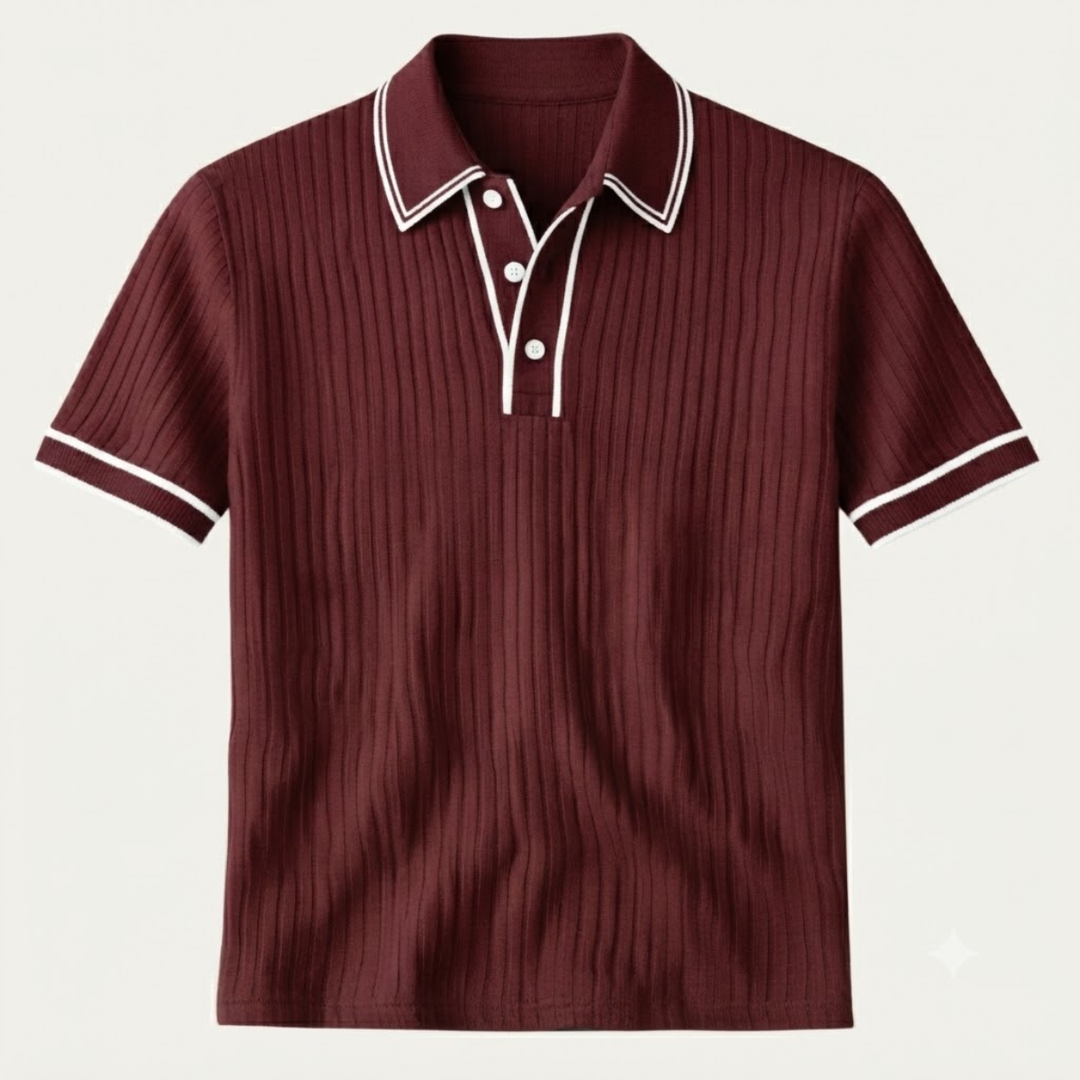 The Moscova Men’s Ribbed Knit Business Polo Shirt