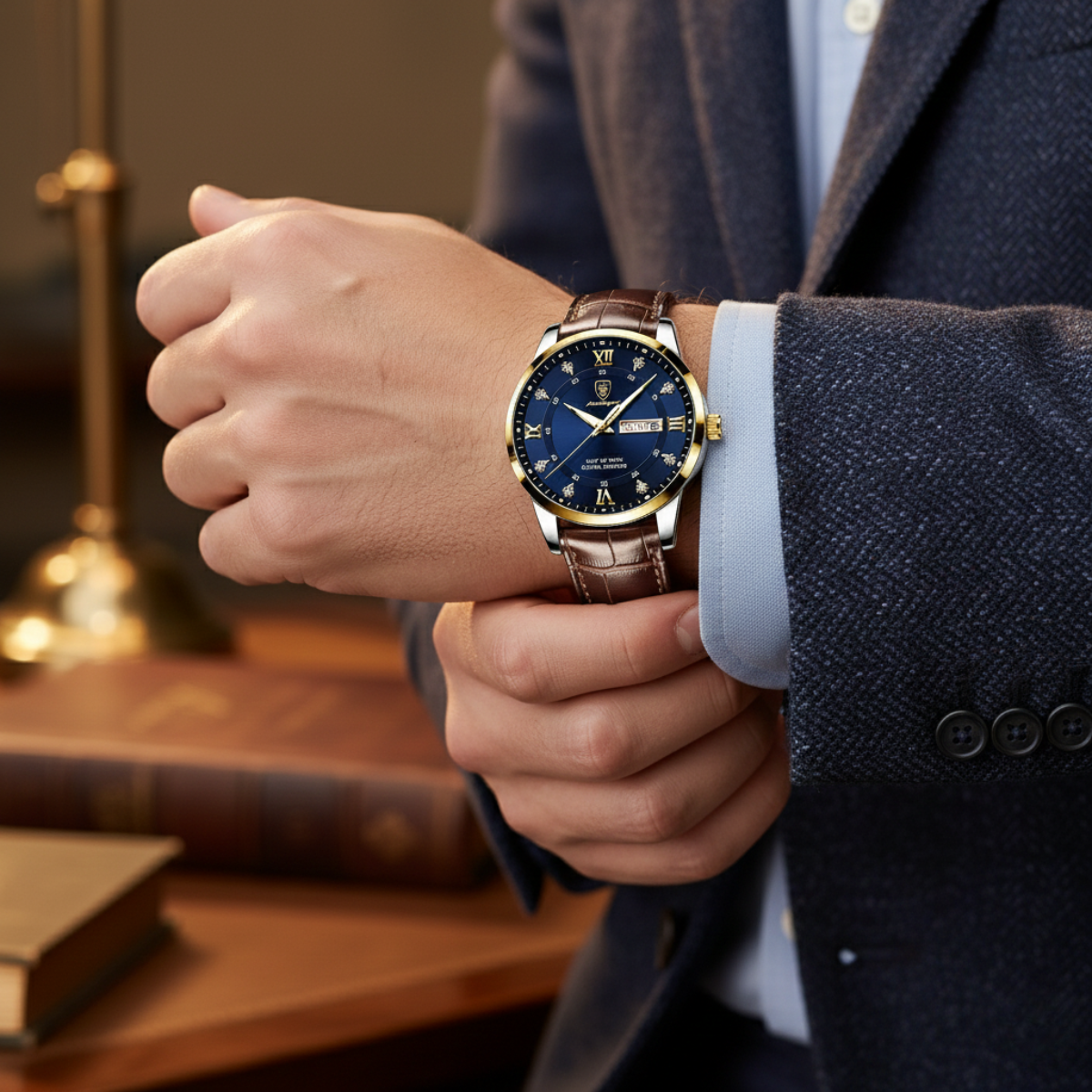 The Paris by Night Luxury Classic Men’s Watch – Premium Leather Strap