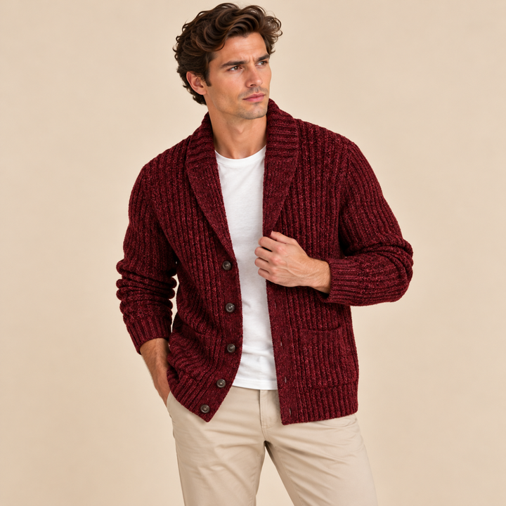 The Montpellier Men’s Chunky Knit Shawl Collar Cardigan