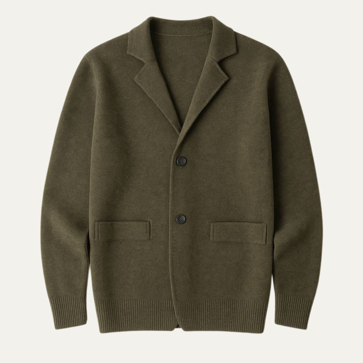The Roero Men’s Cashmere Suit Collar Blazer Cardigan with Pockets