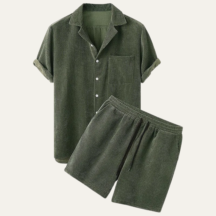 The Yorkminster Men’s Corduroy Summer Set – Shirt & Shorts