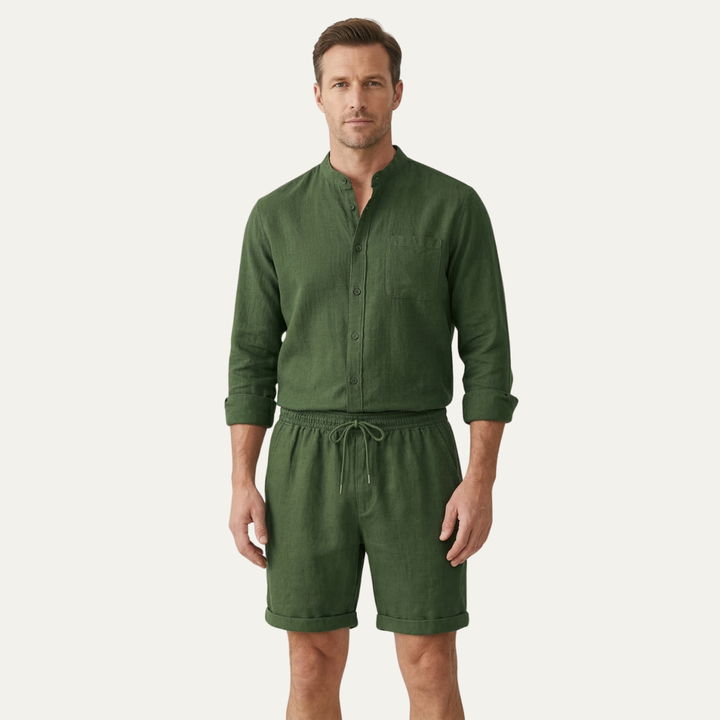 The Glenbrook Park Men’s Cotton Linen Set – Shirt & Shorts