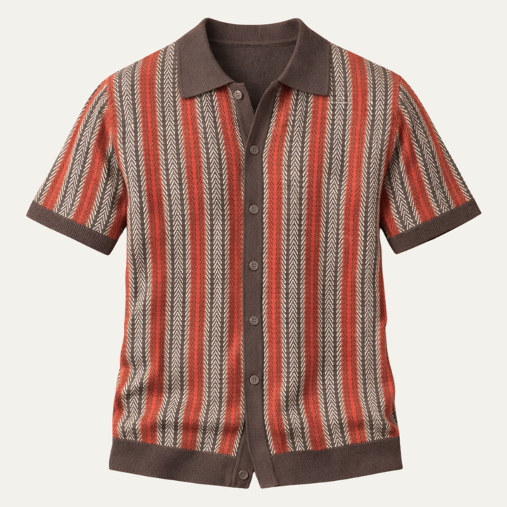 The Montalcino Men’s Retro Striped Knit Lightweight Polo Shirt