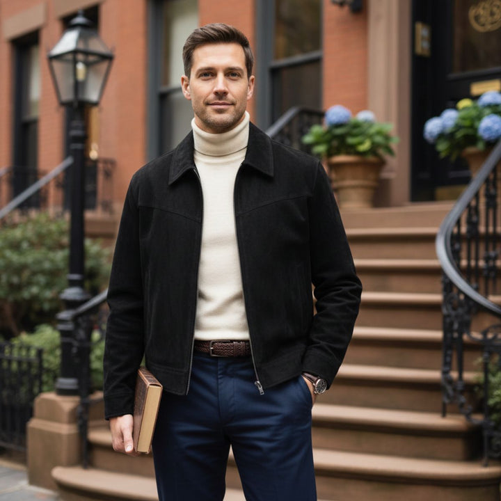 The Madrid Suede Leather Jacket – Men’s Classic Bomber Style