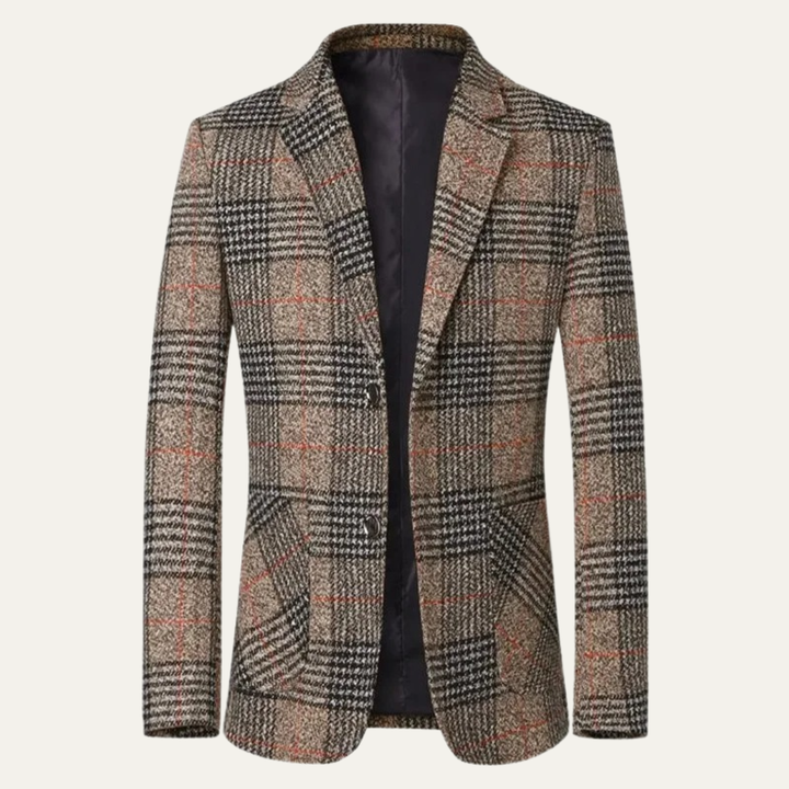 The Monopoli Men’s Slim Fit Check Plaid Tweed Blazer Suit - Wedding Guest