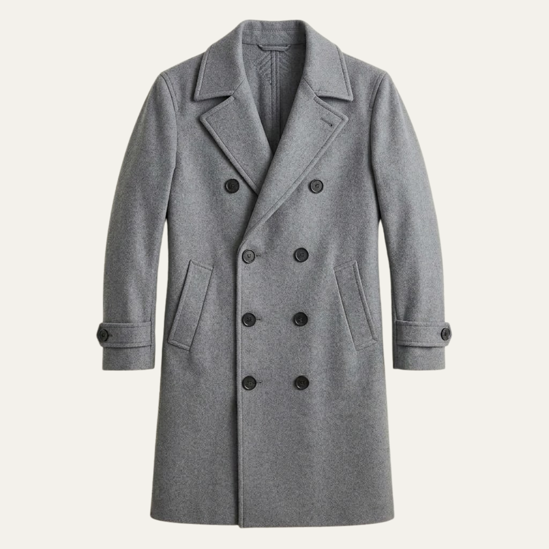 The Otranto Men’s Double Breasted Long Wool Trench Coat