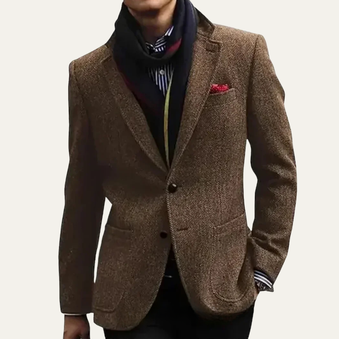 The Freiburg Men’s Trendy Herringbone Blazer Single Breasted Smart Blazer